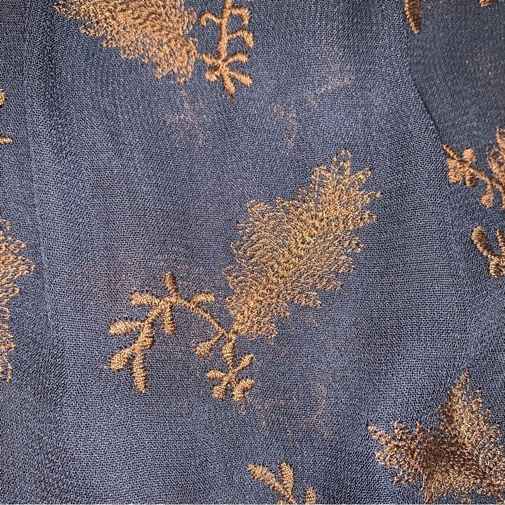 Wrap London sheer Navy blue with tan design, waist ties and button detail US Sz4 - Picture 8 of 10